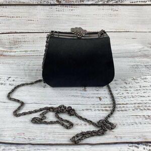 Vintage Jessica McClintock Mini Chain Bag Black 100% Satin